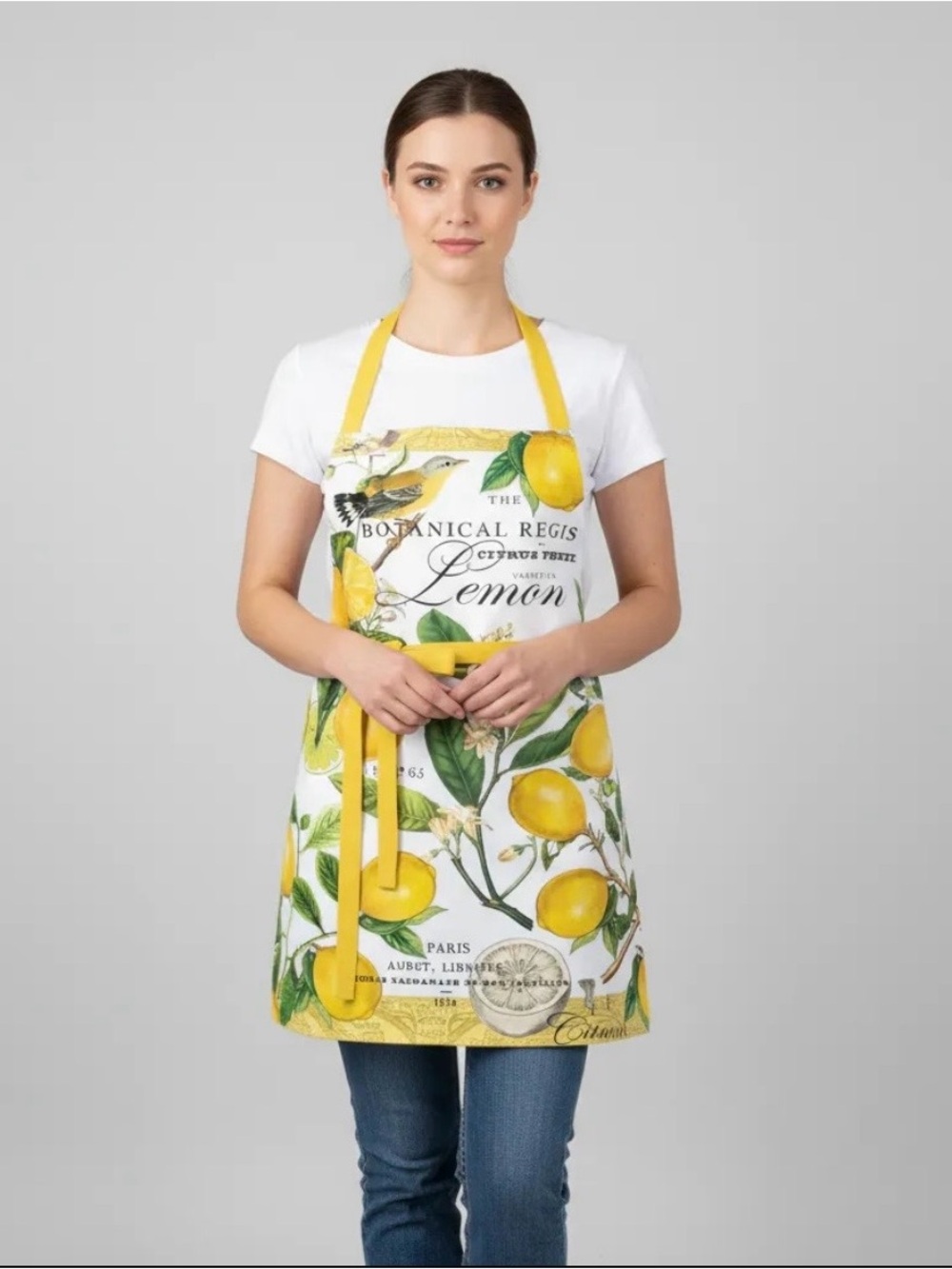 NWT Michel Design Works Cotton Chef Apron, Lemon Basil Adjustable Neck Strap - Picture 3 of 6